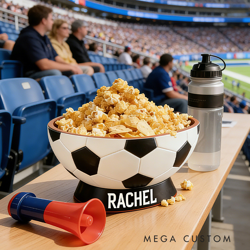 Personalized 3D printed Soccer Ball Snack Bowl with Custom Name TV Snack Bowl Match Day Gift for Football Fans Sports Lover Gift Dad Gift