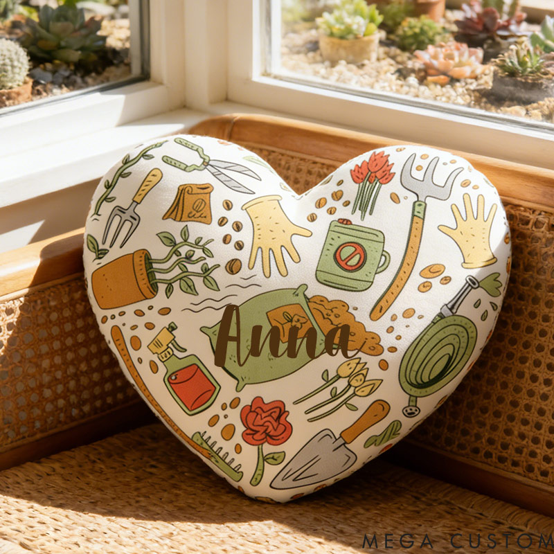 Personalized Garden Heart Harmony Pillow with Custom Name Graphic 3D Print Pillow for Gardening Lovers