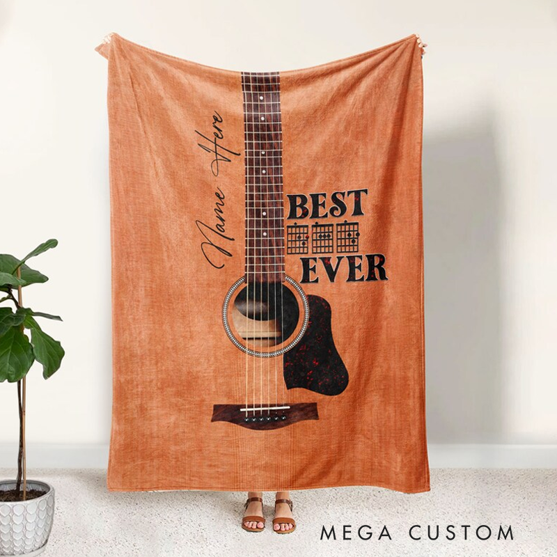 Personalized Guitar Blankets Best Dad Ever Blanket Custom Guitar Blanket Gift and Guitar Lover