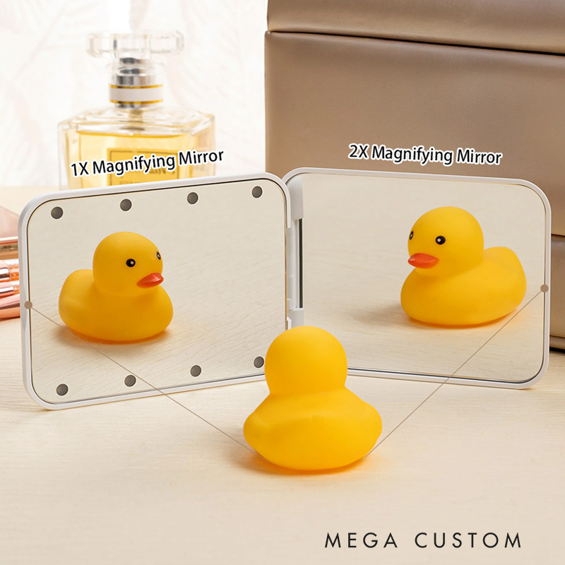 Personalized Shadow Monogram Stripe LED Double-Sided Foldable Compact Makeup Mirror with Initial Travel Accessories Birthday Gift for Bridesmaid Women