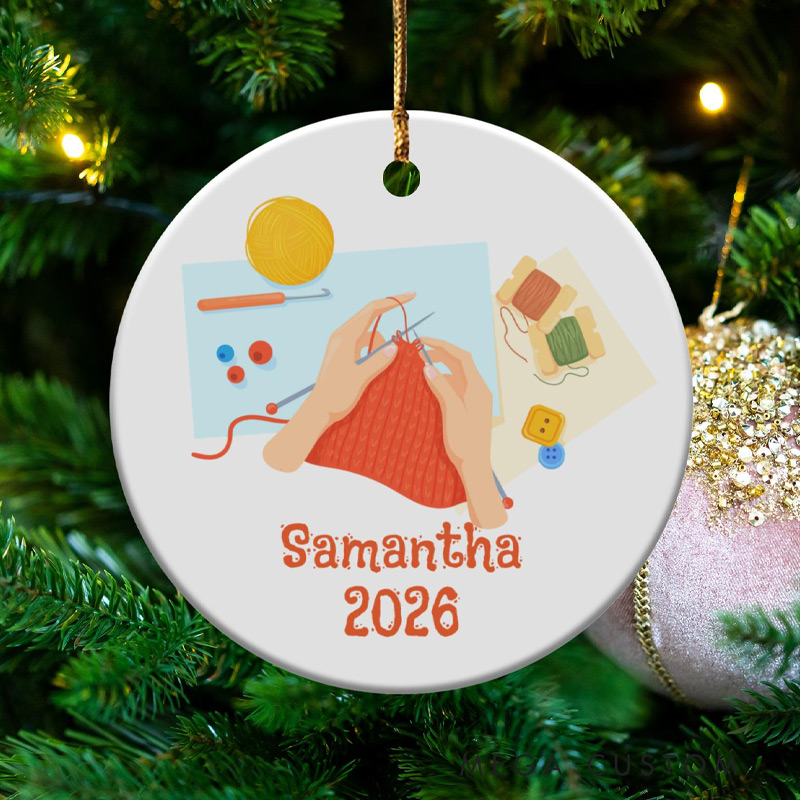 Personalized Knitting Name Ornament Hobby Gift for Knitter