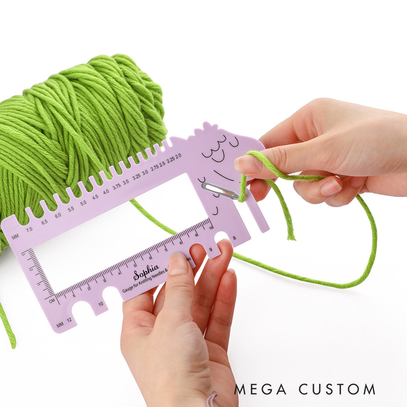 Personalized Knitting Elephant Sheep Needle Gauge Gift for Knitting Lovers