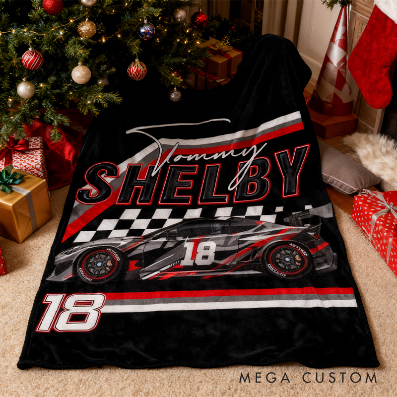 Personalized Racing Blanket Custom Photo Racing Car Blanket Racing Lover Blanket Sport Gift for Racer Racing Fan Xmas Gift
