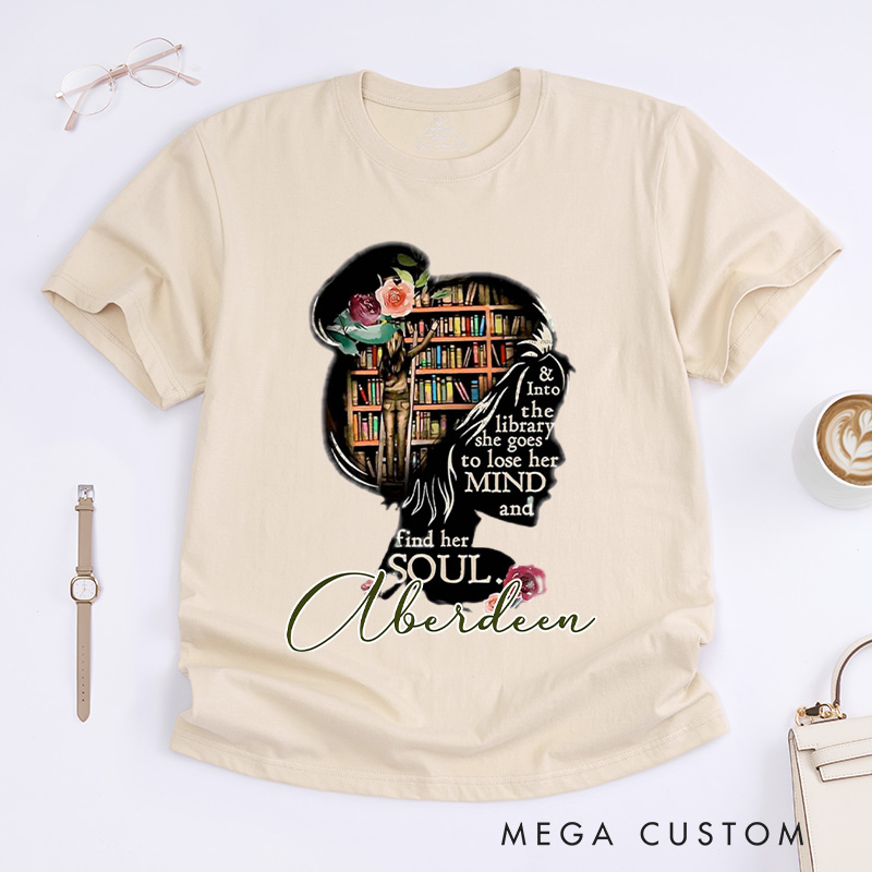 Personalized and into the Library She Goes to Lose Her Mind and Find Her Soul Classic T-Shirts Read Banned Books Librarian Gift Shirt