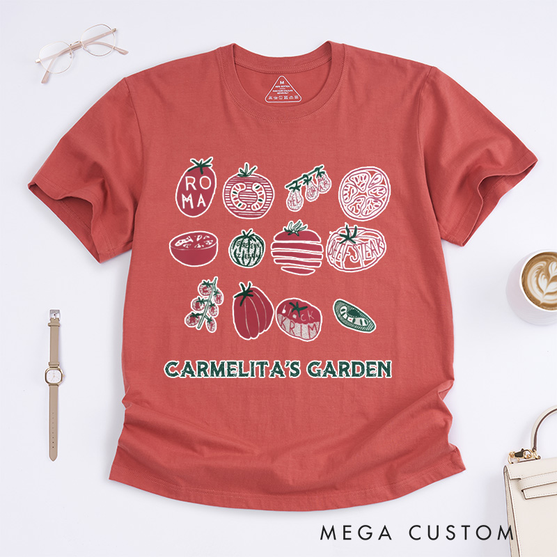 Personalized One's Garden Classic T-Shirts Mama's Garden Shirt Screen Print Shirt Foodie Gift for Grandkids Plant Lover Gift