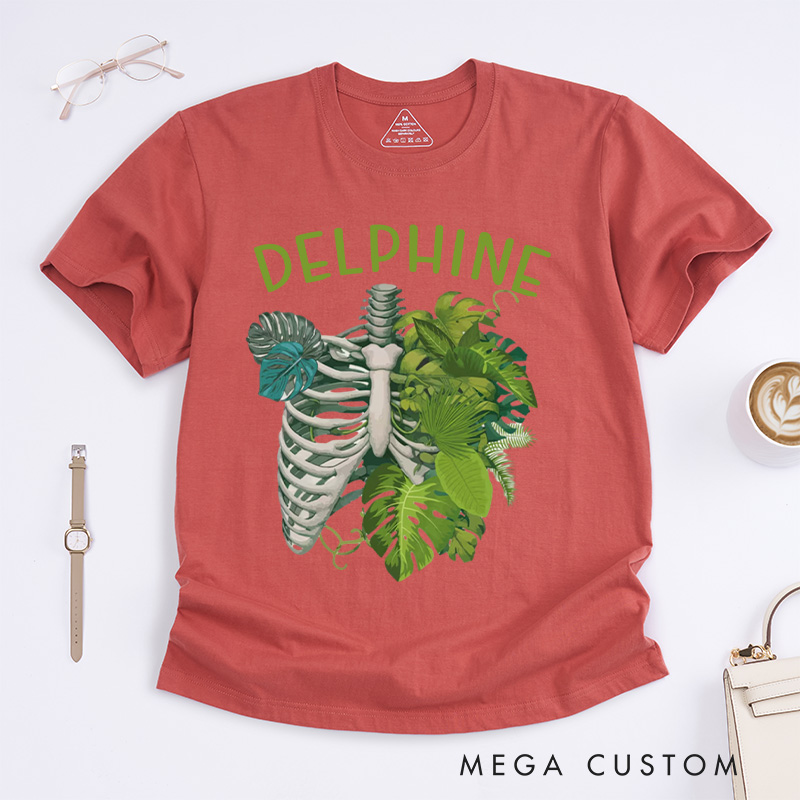 Personalized Skeleton Plant Classic T-Shirts Plant Lover Shirt Plant Lover Gift Monstera Tee Plant Graphic Shirt Garden Lover Gift