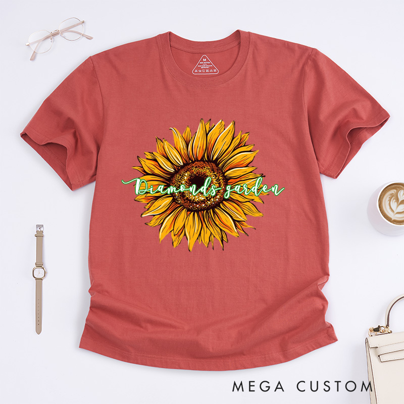 Personalized Sunflower Classic T-Shirts Flower Print Shirt Women Garden Shirt Floral Shirt Gardening Lovers Gift Plant Lover Gift
