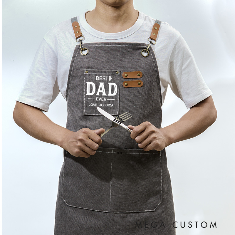 Personalized Apron for Dad Best Dad Ever Perfect Housewarming or Father’s Day Gift for Cooking Grilling Baking Gift for Dad