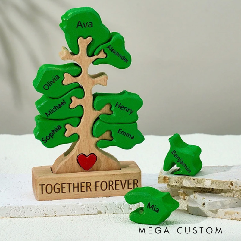 Personalized Family Tree Puzzle Wooden Home Sweet Home Decor Unique Housewarming Gift Custom Family Keepsake for New Home Living Room Decoration