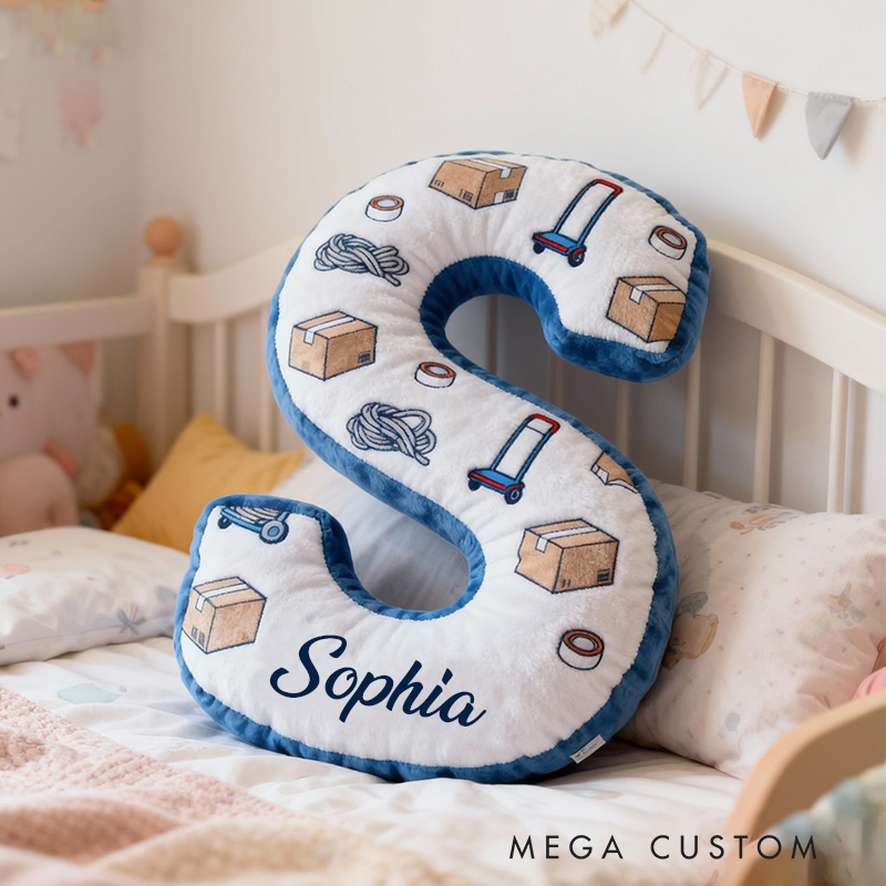 Personalized Letter Pillow Custom Name Design Moving Theme Soft Plush Cushion for Kids Room Decor Unique Gift for Children Housewarming Gifts