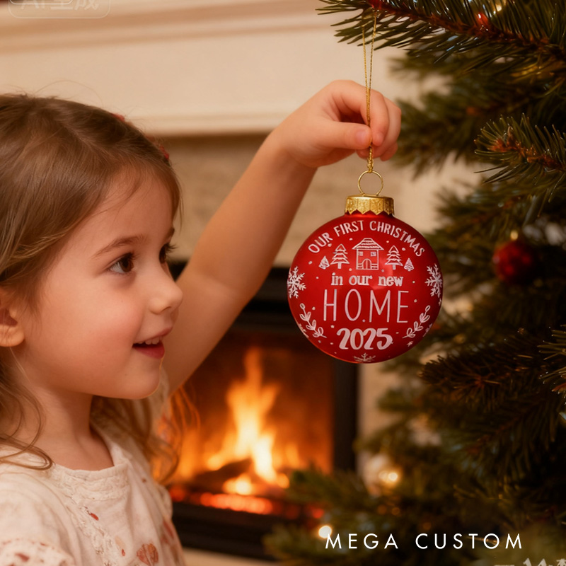 Personalized First Christmas Ornament Our New Home 2025 Red Holiday Decoration Custom Keepsake Gift for Celebrating New Beginnings and Family Gifts