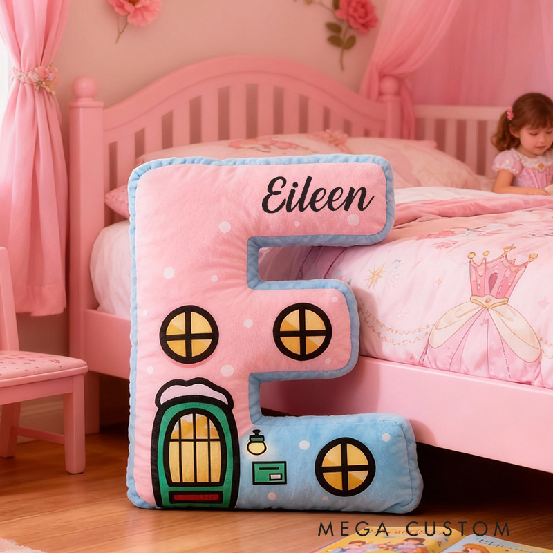 Personalized Letter Pillow Custom Name Design Soft Decorative Cushion Whimsical House Theme Cozy Accent For Kids Rooms Or Home Decor Graphic 3D Print