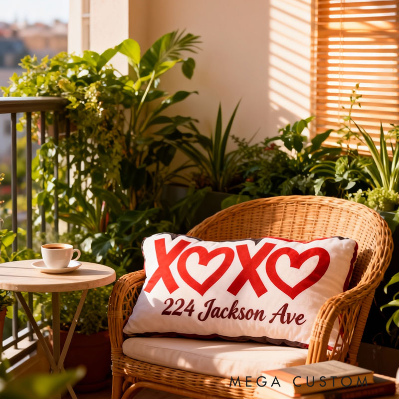 Personalized XOXO Throw Pillow Custom Couple Decorative Cushion Soft Accent For Bedroom Living Room Or Unique Housewarming And Valentine Gifts