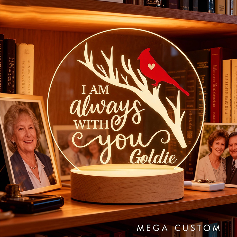 Personalized Cardinal Memorial Gifts Always With You Remembrance LED Night Light Custom Memorial Lamp Decorative Table Lamp for Sympathy Gift
