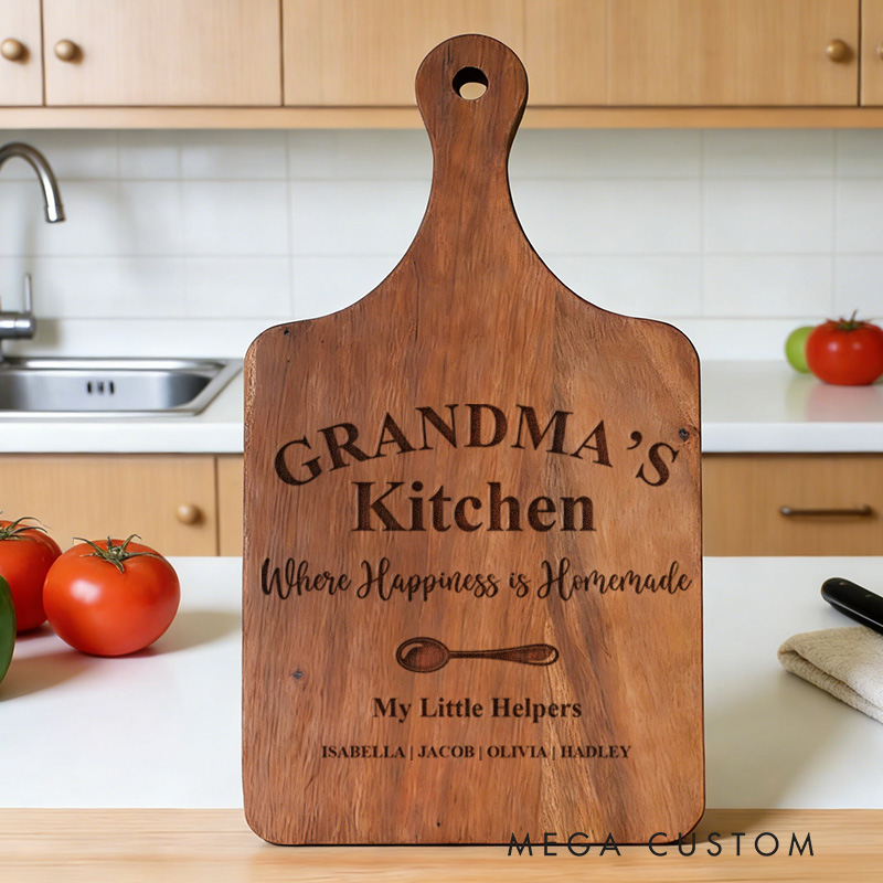 Personalized Grandma's Kitchen Cutting Board Sentimental Christmas Gift from Grandchildren Custom Charcuterie board for Nana