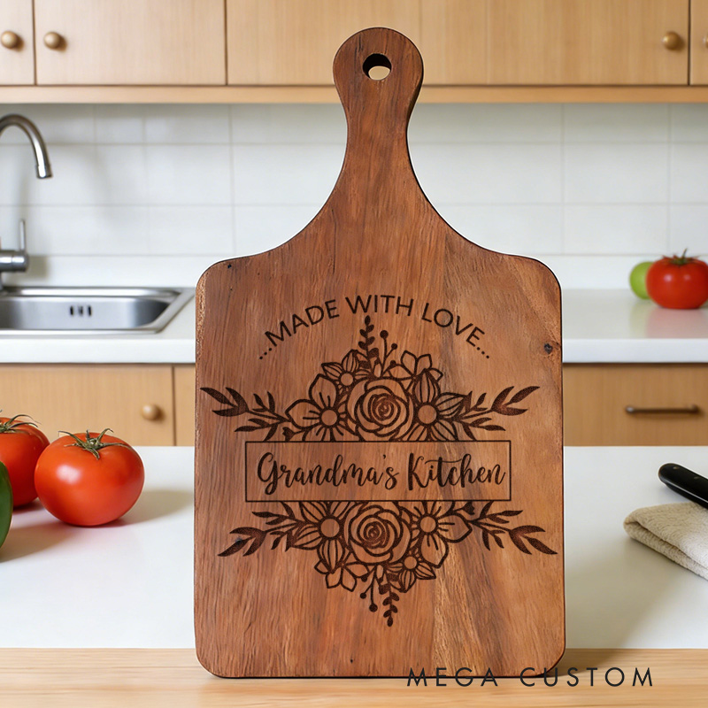 Personalized Grandma's Kitchen Cutting Board Custom Engraved Cutting Board for Grandma Gifts Home Decor Cooking Anniversary Birthday