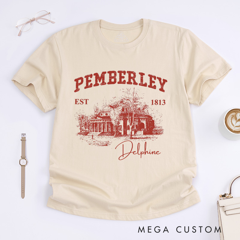 Personalized Pemberley Light Academia Classic T-Shirts Literature Literary Book Shirt Librarian Tee Book Lover Shirt Bookish Reading Bibliophile Gift