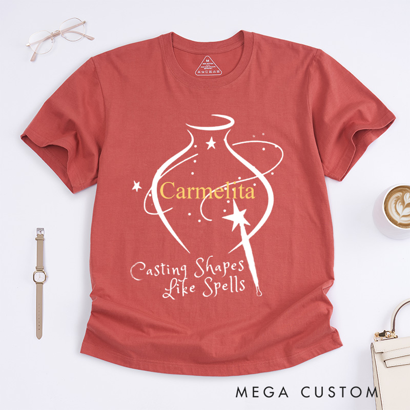 Personalized Casting Shapes Like Spells Classic T-Shirts Wizard Pottery Shirt Pottery Shirt Customized Name Shirt Gift for Pottery Lover