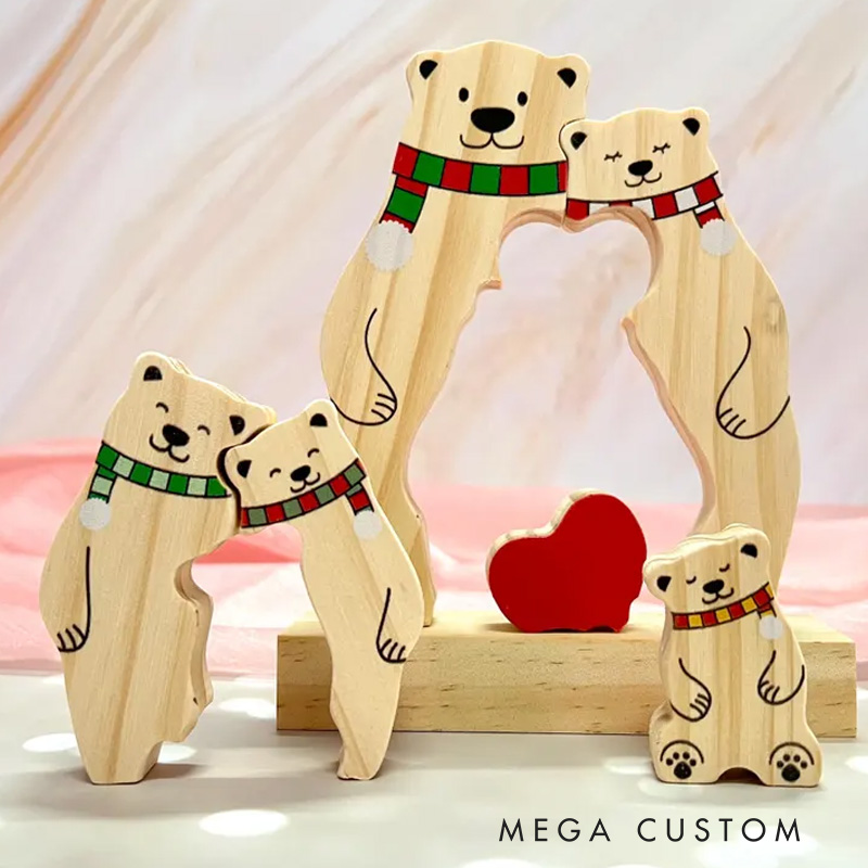 Personalized Wooden Bear Family Puzzle Wooden Bear With Scarf Engraved Christmas Keepsake Christmas Family Keepsake Gifts New Home Housewarming Gift