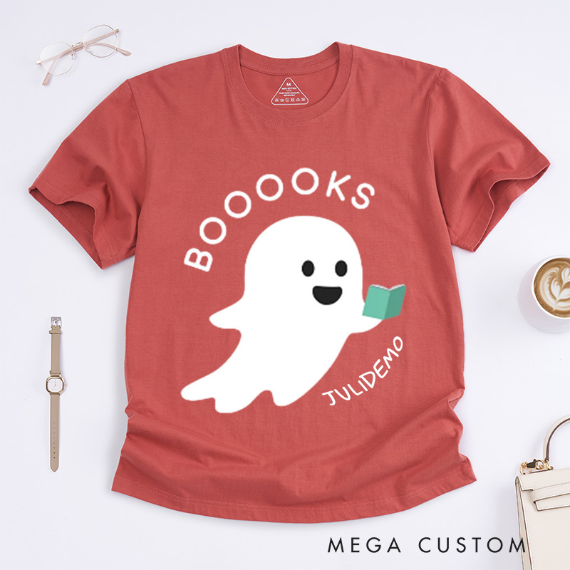Personalized Ghost Books Reader Classic T-Shirts Reader Gifts Booooks Shirt Halloween Reading Shirts Librarian Gifts Bookworm Gifts Teacher Shirts