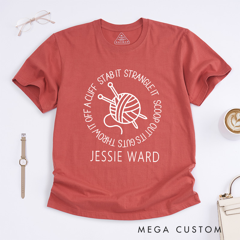 Personalized Funny Knitting Classic T-Shirts Knit Gift Knitter Gifts  for Knitting Lover Funny Knitter