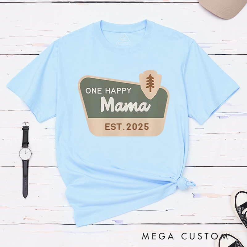 Personalized One Happy Camper Shirt Camp Mommy T-Shirt for Camping Hiking Lovers