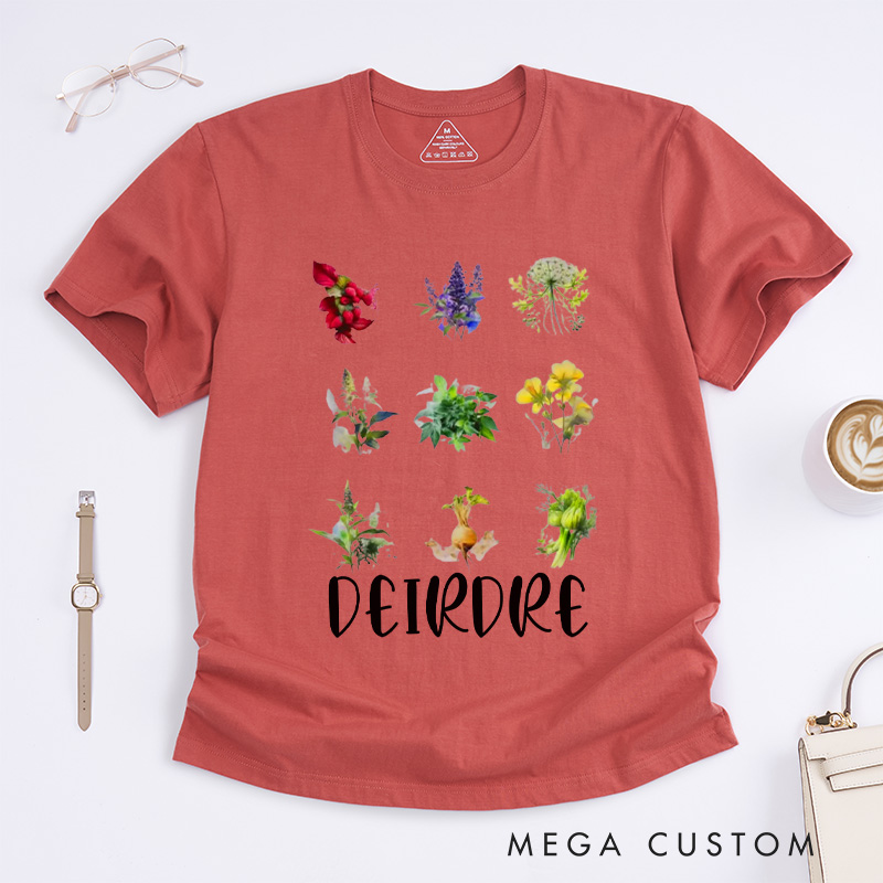 Personalized Women's Reproductive Health Herbs Classic T-Shirts Plant Lover Tee Shirt Gardening Shirt for Gardener Gift Gardening Lover Gift