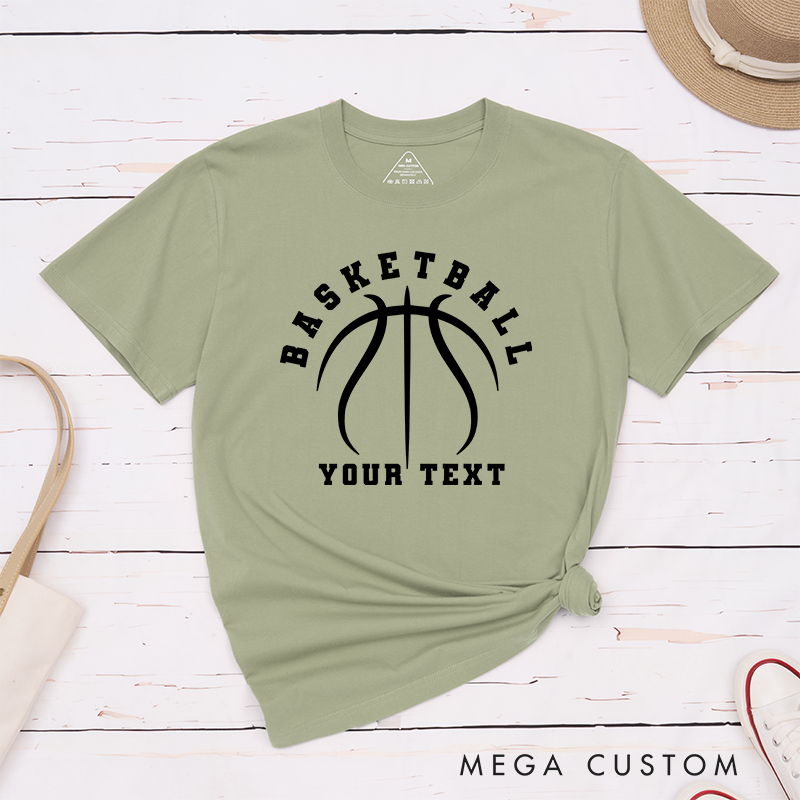 Personalized Basketball T-Shirt Design Featuring Custom Text and Minimalist Black Basketball Graphic