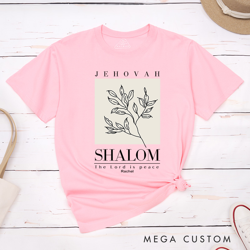 Personalized Bible Verse The Lord Is Peace Classic T-Shirt Cotton Shirt with Branches Birthday Gift Easter Christmas Gift for Christians