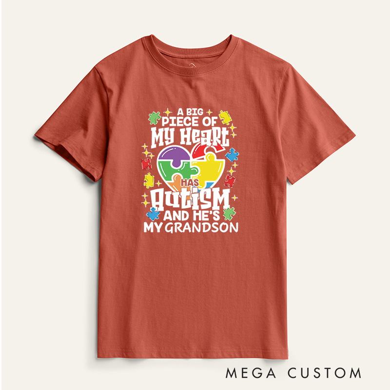 Personalized A Big Piece Of My Heart T-Shirt Autism Awareness Gift
