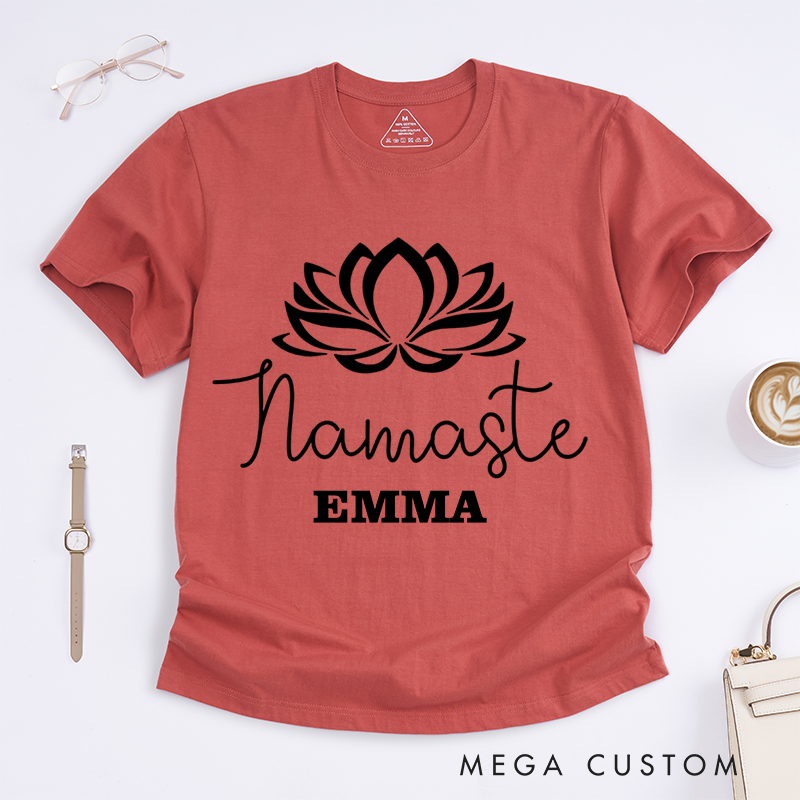 Personalized Lotus Flower T-Shirt Comfort Colors Girly T-Shirt Trendy Tee Cute Meditation Gift Shirt Graphic Tee Spiritual Yoga Shirt