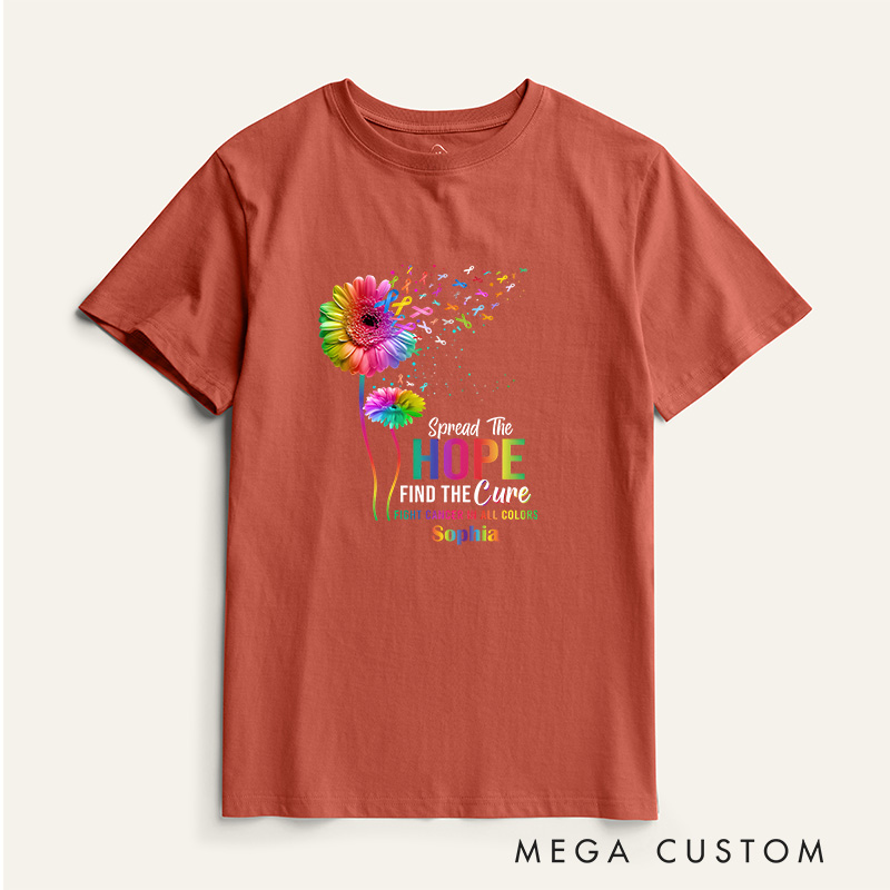 Personalized Spread The Hope Find The Cure Fight Cancer in All Colors T-shirt Cancer Warrior Gift