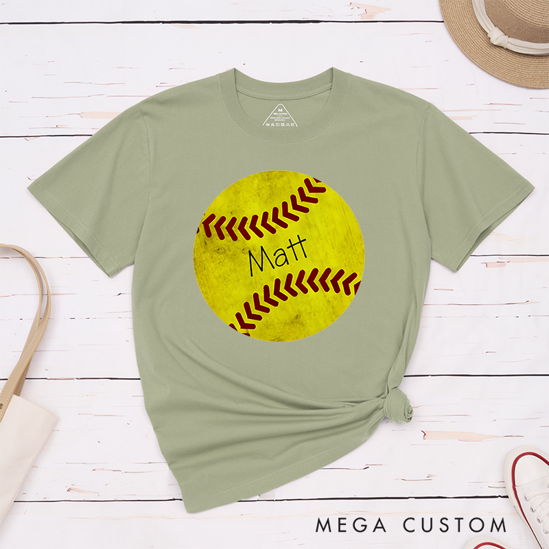 Personalized Softball T-Shirt Design Featuring Custom Name Inside a Bold Softball Graphic