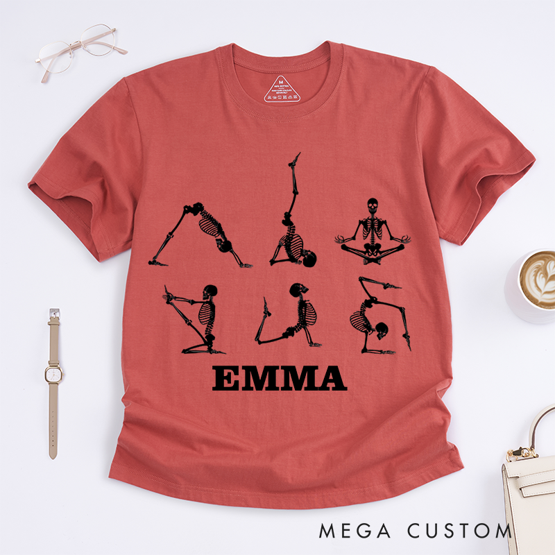 Personalized Yoga Skull T-Shirt Gothic Style T-Shirt Dark Style T-Shirt Yoga Lover T-Shirt