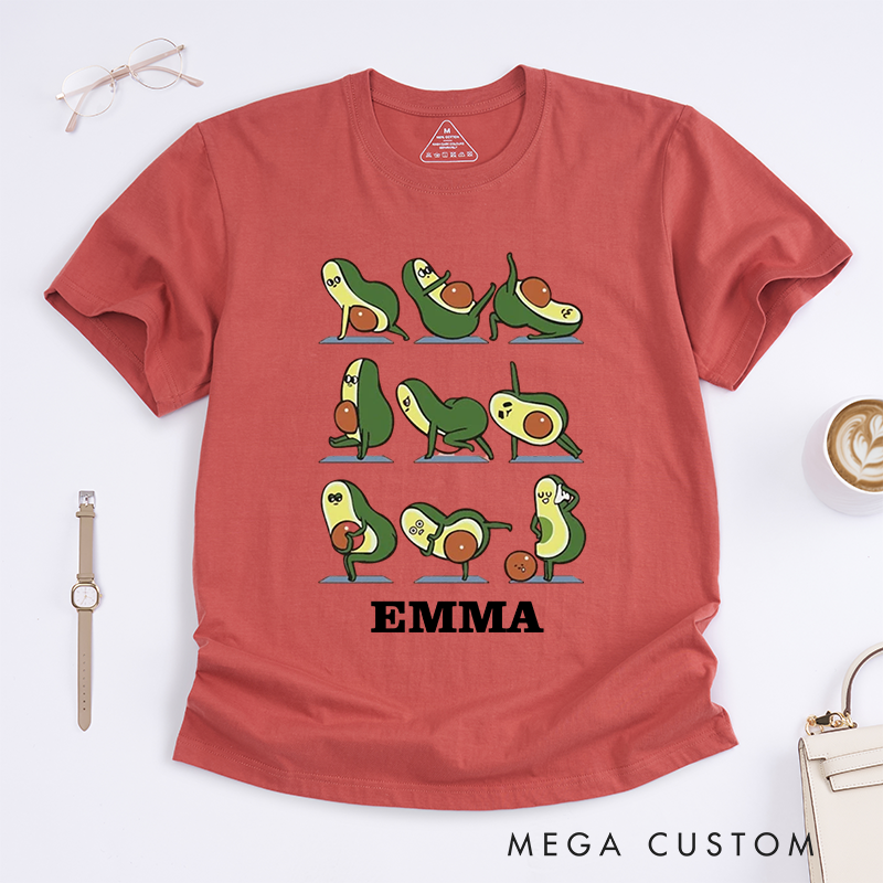 Personalized Yoga Avocado T-Shirts Cute T-Shirts Funny T-Shirts Yoga Lovers T-Shirts Gift Custom T-Shirts