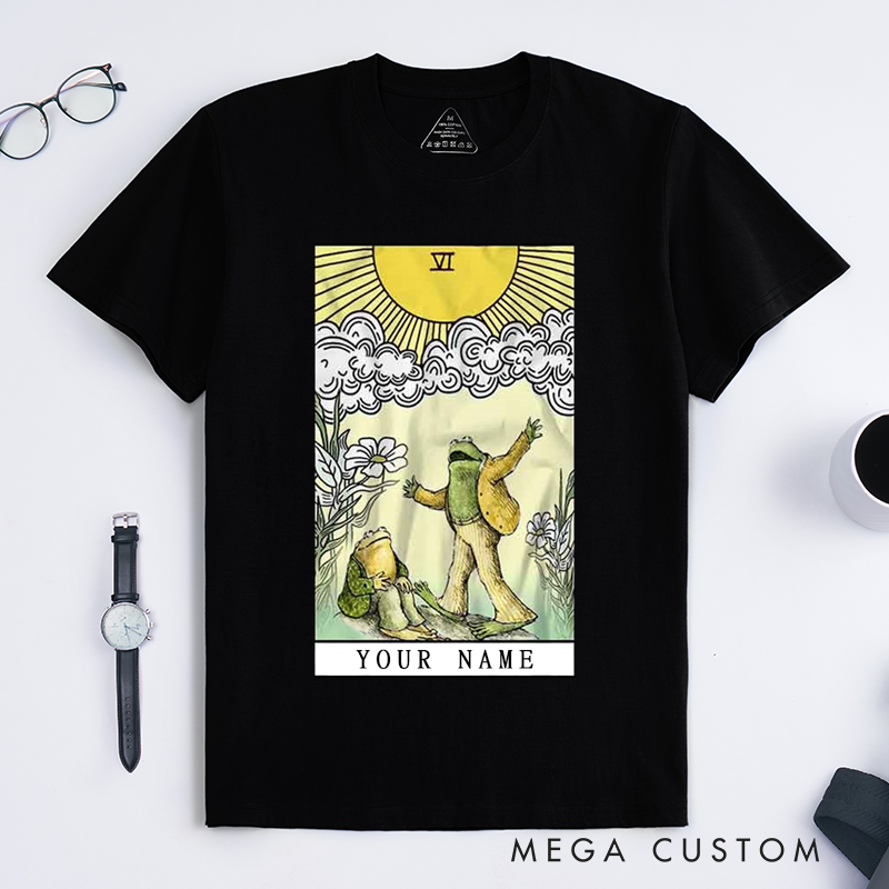 Personalized Tarot Lovers Classic T-Shirts Frog & Star The Lovers Tarot Card T-Shirts Gift For Womens Mens Unisex