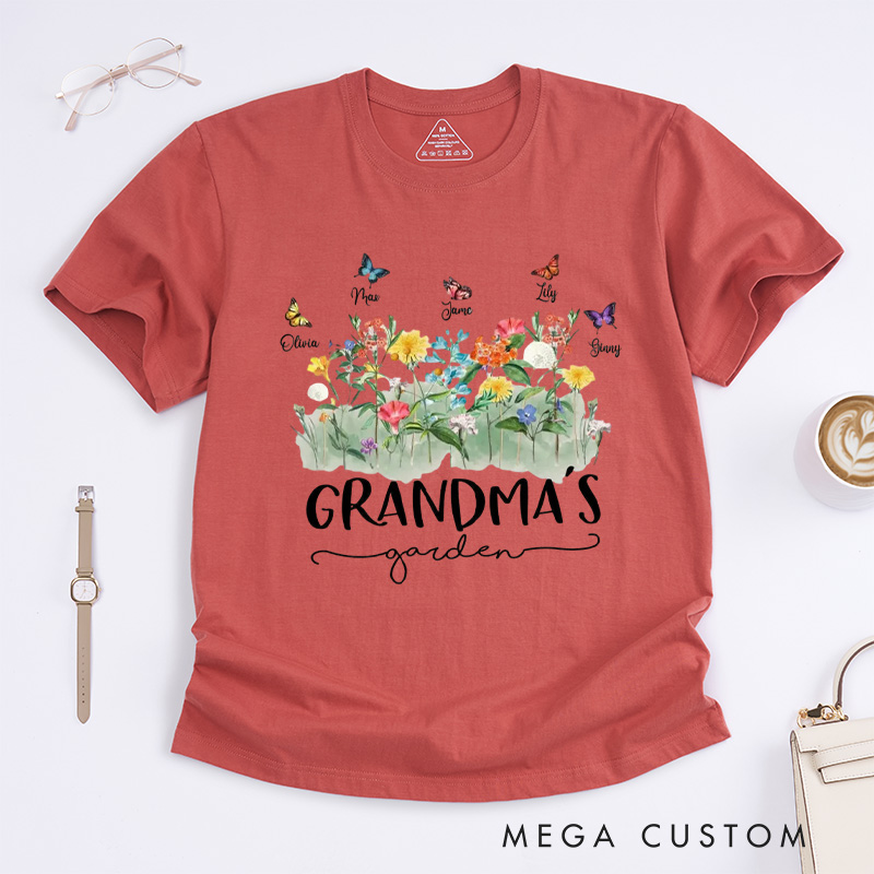 Personalized Grandma's Garden Classic T-Shirts Gardening Shirt Custom Mom Shirt Mother's Day Gift