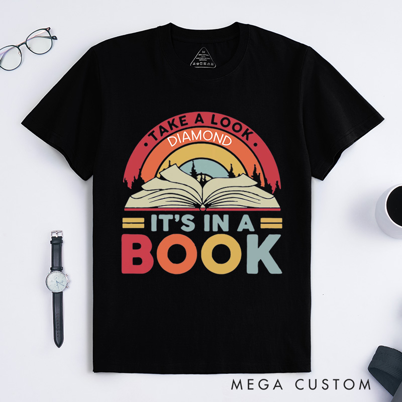 Personalized Reading Rainbow Classic T-Shirts Take a Look It’s in a Book Shirt Vintage Retro Shirt with Name Reading Gift Book Lover Shirt