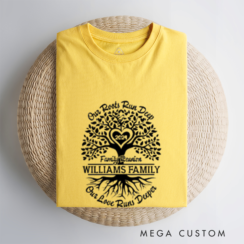 Personalized Our Roots Run Deep Family Reunion Shirts Custom Names and Heartfelt Designs Classic T-shirt