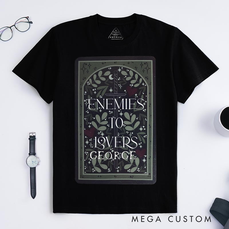 Personalized Tarot Lovers Classic T-Shirts Bookish Trope Tarot Card T-Shirts Enemies to Lovers Sword Heart  Book Lover Gift