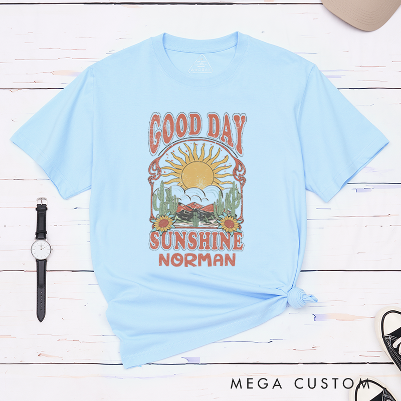 Personalized Good Day Sunshine T-Shirt Vintage Desert Travel Shirt Gift for Outdoors Adventure Lover
