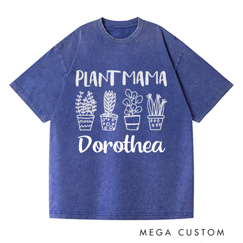 Personalized Plant Mama Washed T-Shirts Crazy Plant Lady Shirt Plant Shirt Plant Lover Gift Mother's Day Gift Gardening Shirt Gardener Shirt