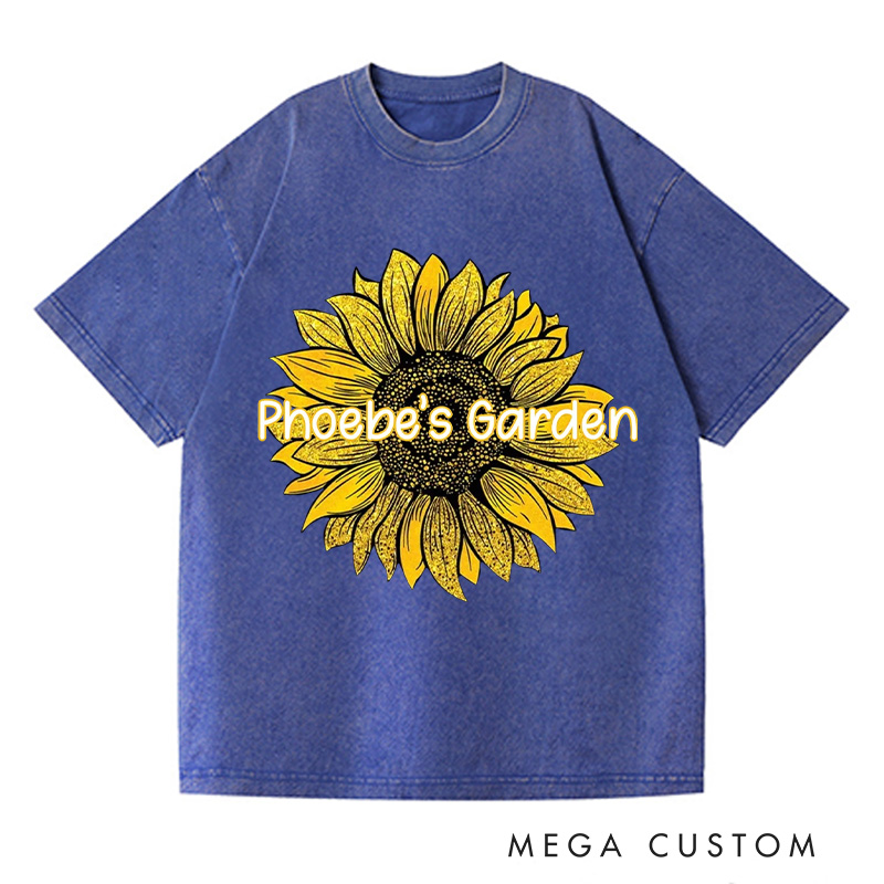 Personalized Sunflower Washed T-Shirts Plant Shirt Plant Lover Shirt Garden Shirt Gardener Shirt Gardening Lover Gift Garden Gift