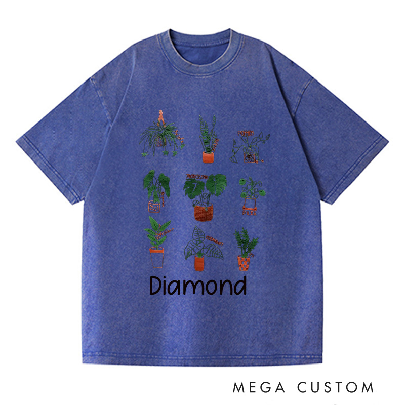 Personalized Plant Washed T-Shirts Plant Screen Printed T Shirt Plant Lover Shirt Gardening Shirt Plant Lover Gift for Gardener Shirt 
