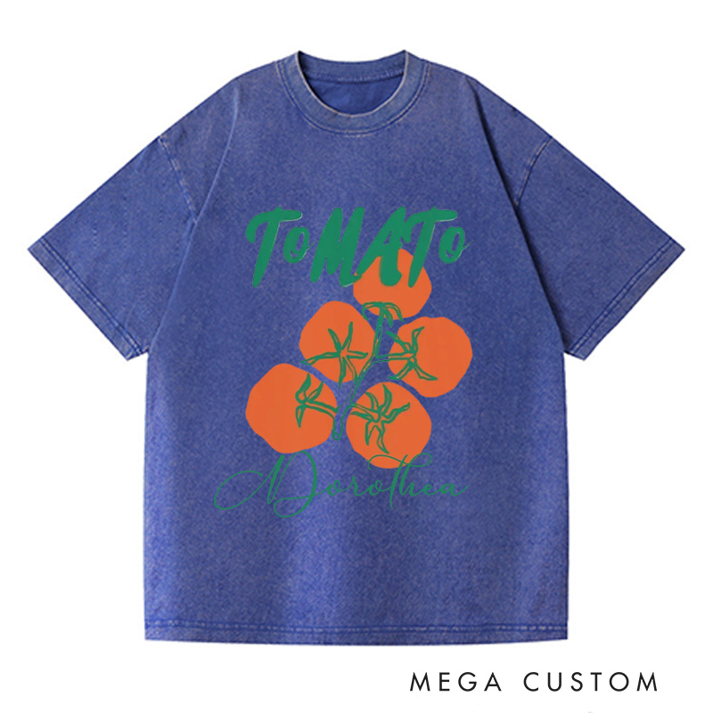Personalized Tomato Washed T-Shirts Garden Shirt Farmers Market T Shirt with Name Gardening Shirt Garden Shirt Plant Lover Gift Gardener Gift
