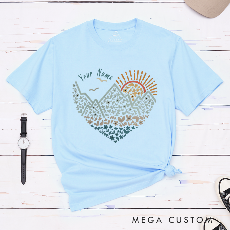 Personalized Adventure Awaits Mountain T-Shirt Gift for Hiking Camping Adventure Nature Lover