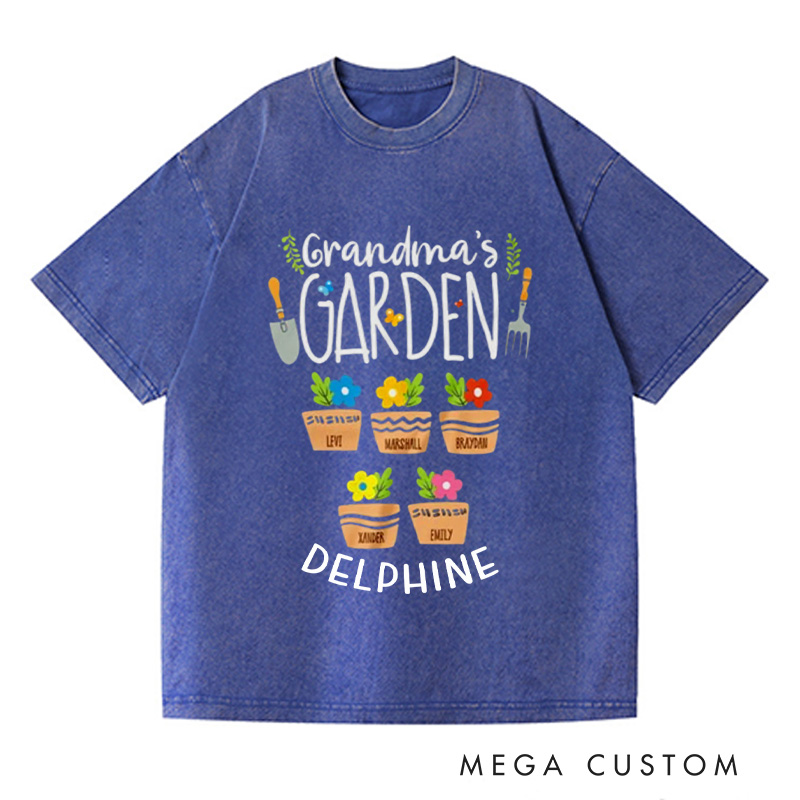 Personalized Grandma's Garden Washed T-Shirts Grandma Gift Nana Shirt Oma Shirt Grandma shirt Grandma Tee Gardening Gifts Mother's Day Gift
