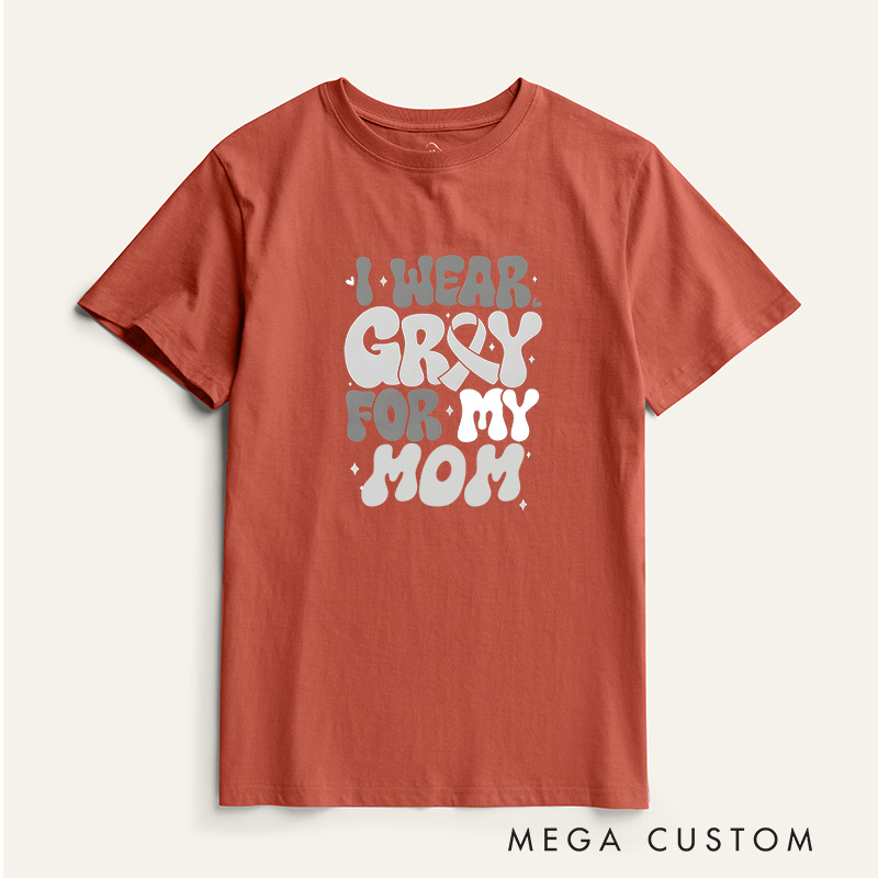 Personalized I Wear Gray For Brain Cancer Awareness Survivor T-Shirt