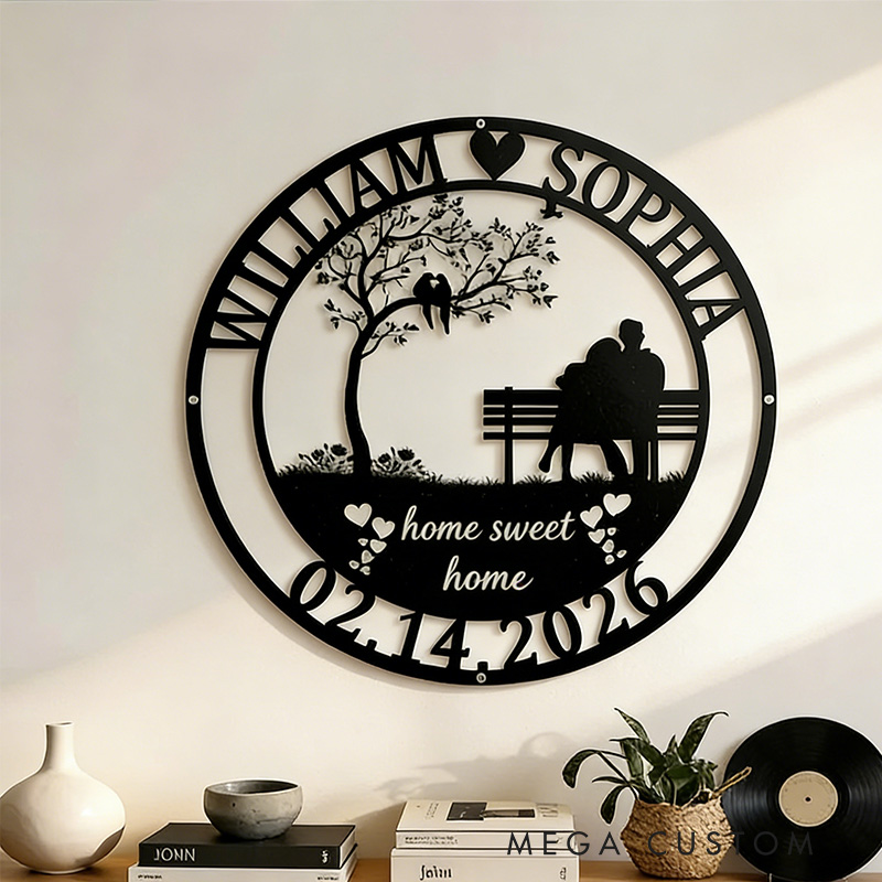 Personalized Wedding Anniversary Gift For Couple Custom Couple Metal Sign Wedding Gift Gift For Couple Gift For Husband Wife Metal Wall Sign