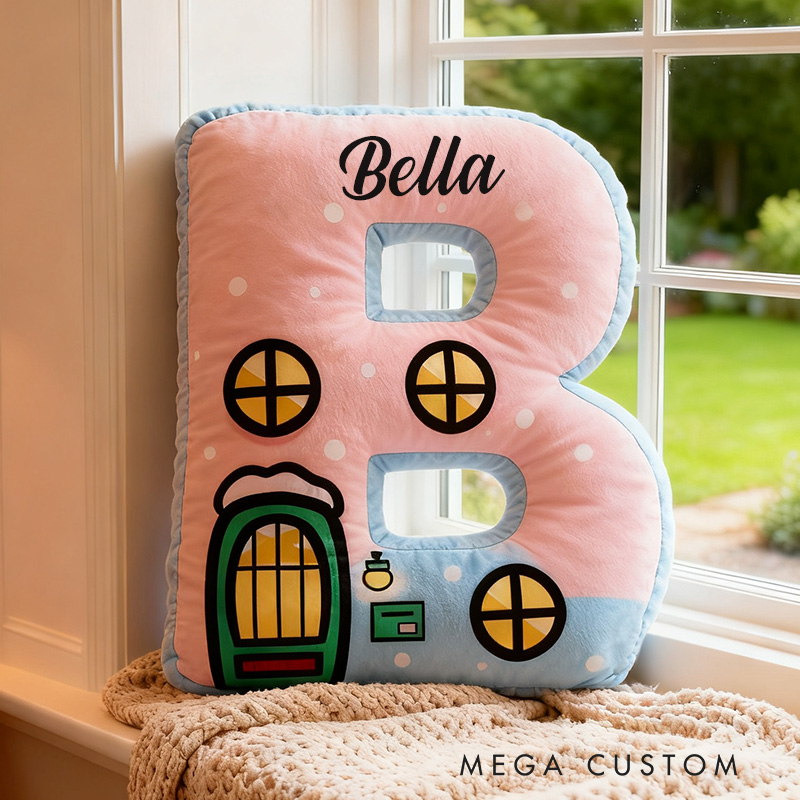 Personalized Letter Pillow Custom Name Design Soft Decorative Cushion Whimsical House Theme Cozy Accent For Kids Rooms Or Home Decor Graphic 3D Print